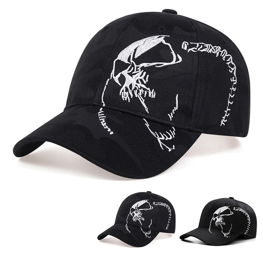 Unisex Side Skull Pattern Embroidery Baseball Caps Spring and Autumn Outdoor Adjustable Casual Hats Sunscreen Hat