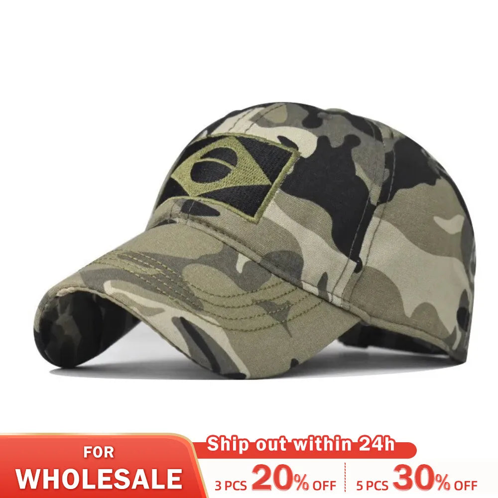 Men’s Camouflage Baseball Cap Brazil Flag Embroidered Tactical Outdoor Hunting Dad Hat