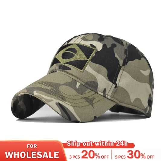 Men’s Camouflage Baseball Cap Brazil Flag Embroidered Tactical Outdoor Hunting Dad Hat