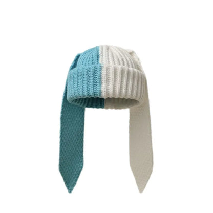 Winter Knitted Hats For Women Cute Rabbit Ear Soft Warm Thick Acrylic Luxury Brand Label Beanies Skullies Personality Casual Cap