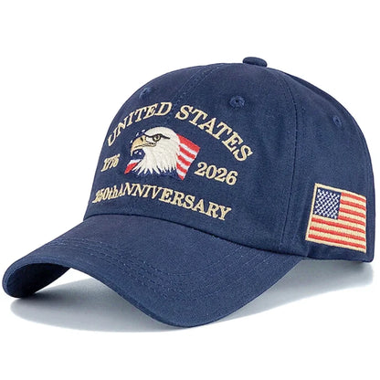 New Unisex Cap American 250th Anniversary 1776-2026 Embroidered Eagle Baseball Cap Outdoor Casual Dad Hat