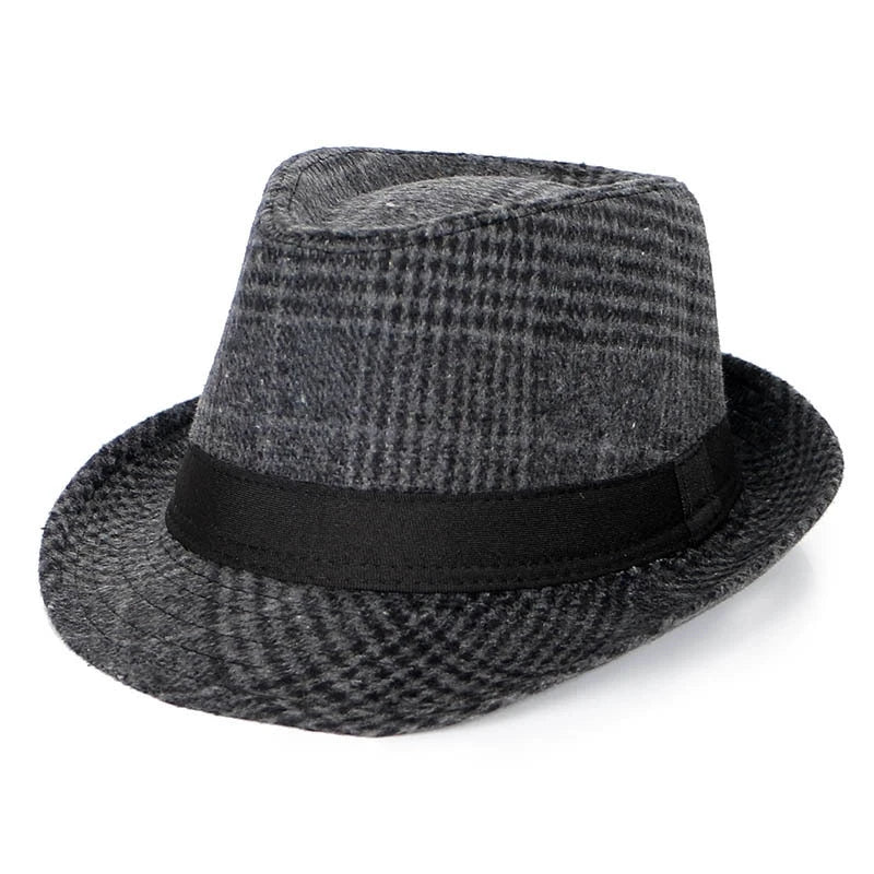 Autumn and Winter Large Plaid Hat Brushed Plaid Jazz Hat Middle-Aged and Elderly Men's Hat Grandpa Hat Sun Protection Warm HatS