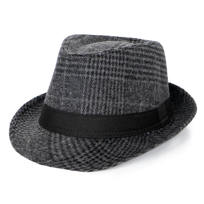 Autumn and Winter Large Plaid Hat Brushed Plaid Jazz Hat Middle-Aged and Elderly Men's Hat Grandpa Hat Sun Protection Warm HatS