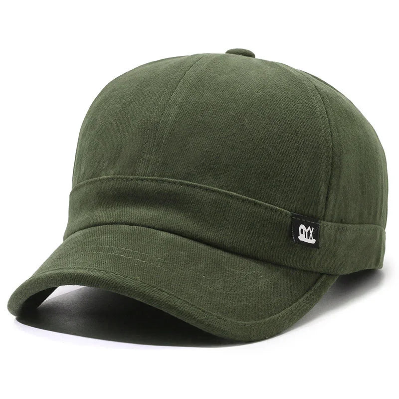 Vintage-Inspired Baseball Cap Adjustable Sun-Protective Street Style Hat Short Brim Woven Fabric Classic Fashion Accessory