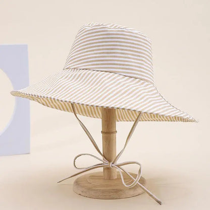 Bucket Hat Women Spring Summer Striped Foldable Printing Wide Brimmed Sun Hat Outdoor Casual Travel Sun Hat Lady