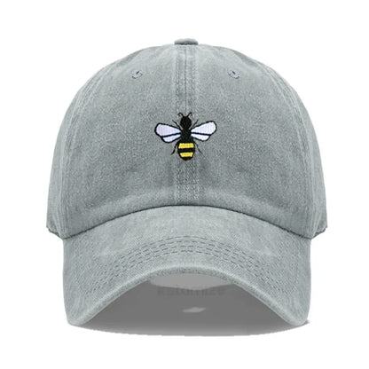 Washed Cotton Honeybee Embroidery Baseball Caps for Men Women Dad Hat Adjustable Snapback Cap Wholesale Dropshipping