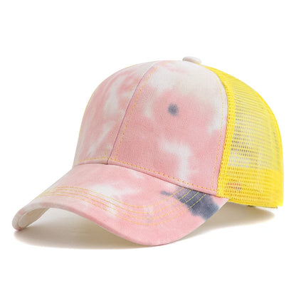New Women Ponytail Cap Tie Dyeing Design Baseball Cap Female Streetwear Trucker Hats