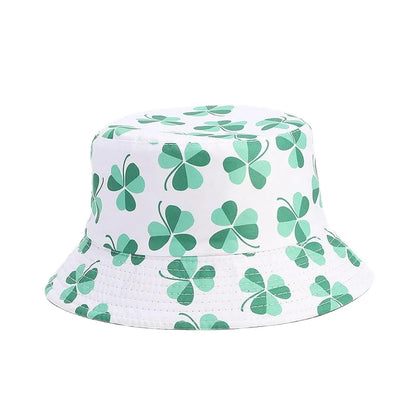 2025 St Patrick's Day Bucket Hat for Women Men Tropical Print Revisible Summer Double Side Sun Hat Green Leaf Panama Beach Cap