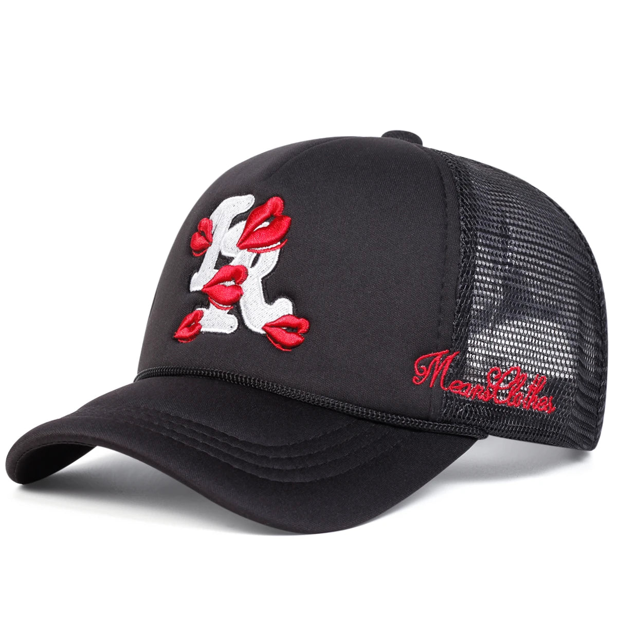 Unisex Letter Lips Embroidery Baseball Net Caps Spring and Summer Outdoor Adjustable Casual Hats Sunscreen Hat