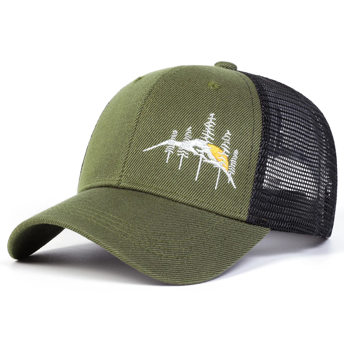 Unisex Mountain Tree Embroidery Baseball Net Caps Spring and Summer Outdoor Adjustable Casual Hats Hip Hop Hat Sunscreen Hat