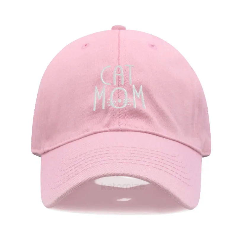 CAT MOM Embroidered Baseball Cap for Women Men Fashion Adjustable Soft Washed Cotton Dad Hat Unisex Classic Golf Caps