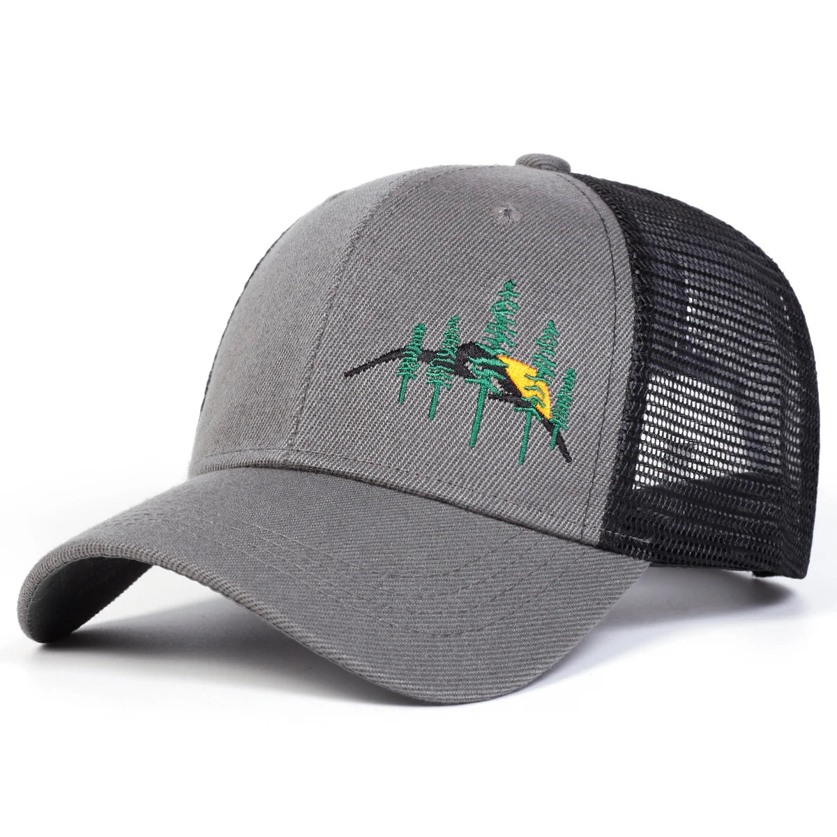 Unisex Mountain Tree Embroidery Baseball Net Caps Spring and Summer Outdoor Adjustable Casual Hats Hip Hop Hat Sunscreen Hat
