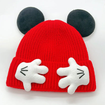2025 Cute Mouse Ear Knitted Hat For Children Baby Cartoon Winter Thickened Warm Woolen Pullover Cap Gift for Kids