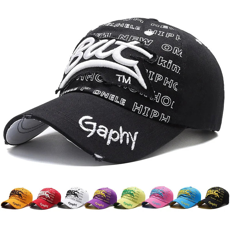 Men’s Korean Hip Hop Embroidered Baseball Cap Summer Sun Protection Casual Street Hat