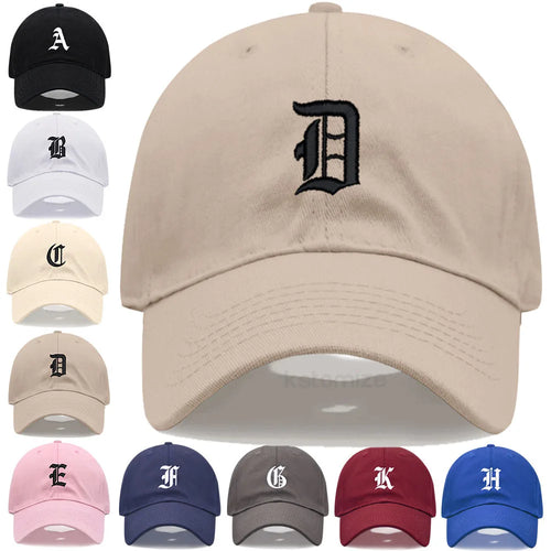 Old English Letters A-Z Embroidery Baseball Cap For Men Women Soft Cotton Fashion Dad Hats Adjustable Wholesale Dropshipping