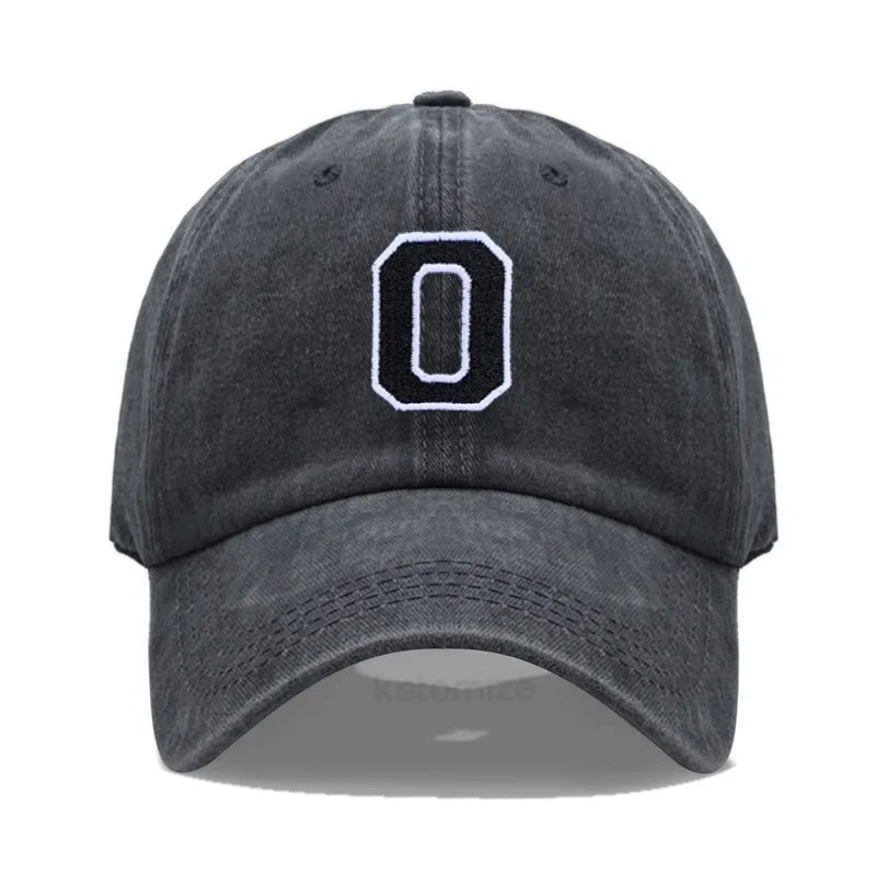 Initial Letter A-Z Embroider Baseball Cap For Men Womne Washed Cotton Dad Hat Fashion Team Sport Visors Snapback Caps