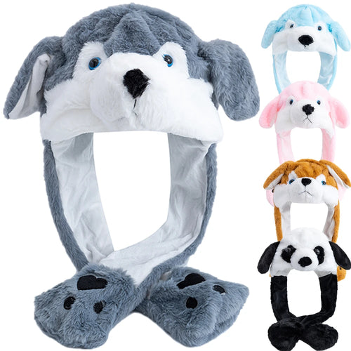 Hot Sale Unisex Funny Ear Hat Animal Style Couple Cute Ear Moving Up Cap Men Women Girls Rabbits Ears Plush Winter Lovely Hat ﻿
