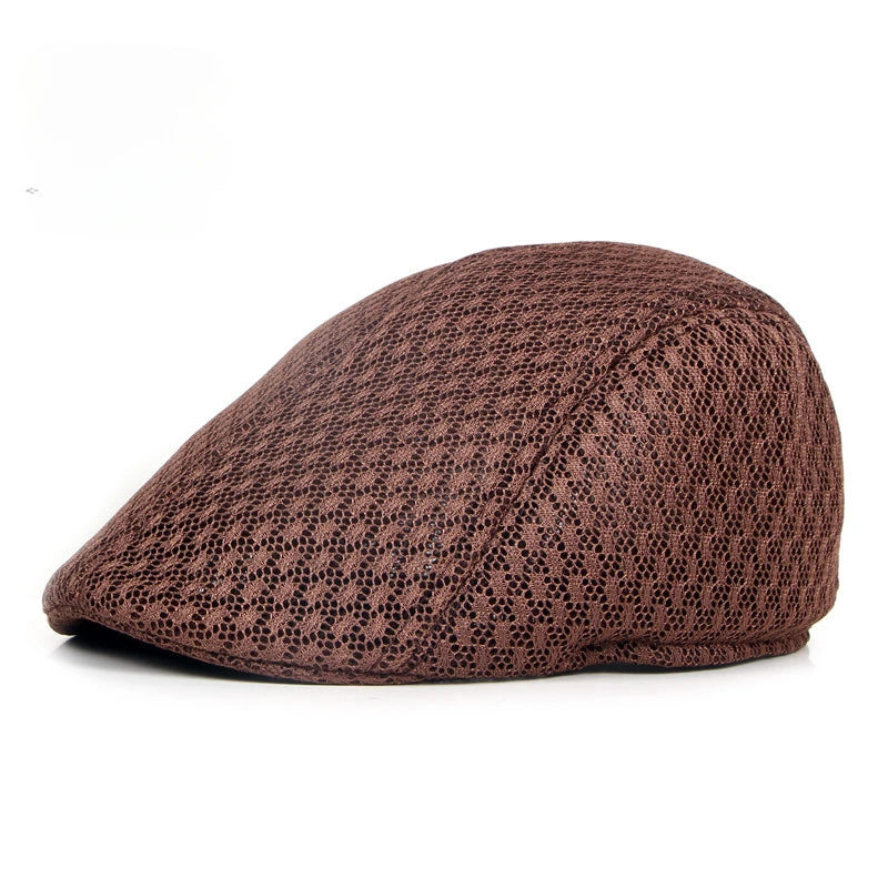 Korean Version of Men's and Women's Berets Solid Color Hollow Mesh Caps Forward Caps Breathable Summer Sun Hats