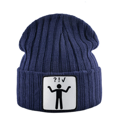 Knitted Skullies Beanie With Animals Patch Men Women Outdoor Casual Sport Hats Autumn Winter Solid Color Hip Hop Beanies