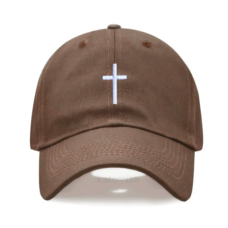 Cross Embroidered Baseball Cap for Women Men Fashion Adjustable Washed Cotton Dad Hat Unisex Classic Golf Caps