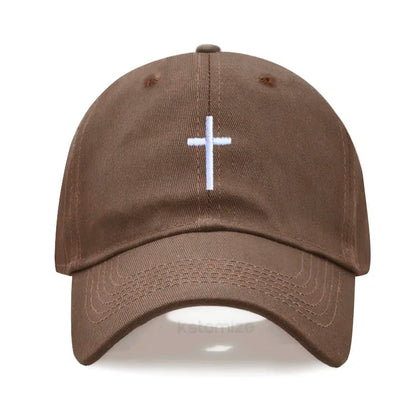 Cross Embroidered Baseball Cap for Women Men Fashion Adjustable Washed Cotton Dad Hat Unisex Classic Golf Caps
