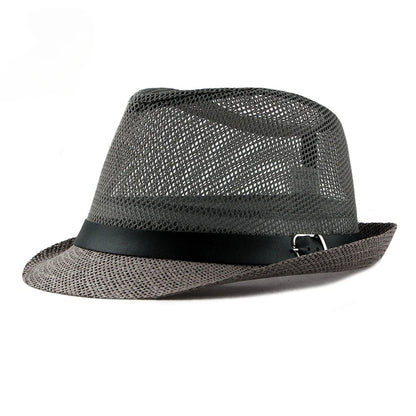 Men's and women's ceremonial hats British fashion jazz hats middle-aged and elderly cut-out linen beach sunhats