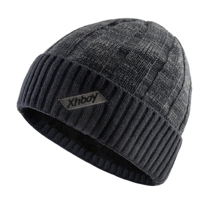 KKISSBAOBEI Winter Warm Beanie Men Knitted Mixed Color Hat Double Layer Thick Hats Men's Outdoor Ski Hats