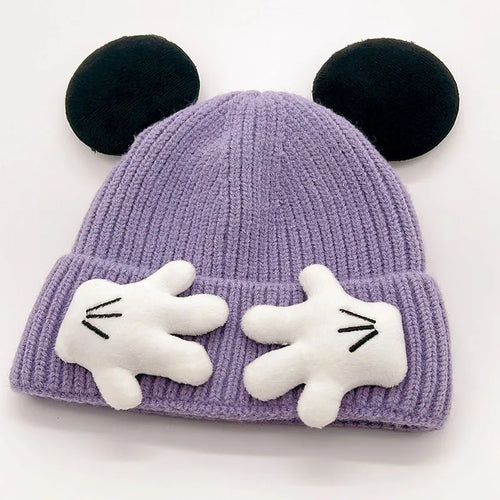 2025 Cute Mouse Ear Knitted Hat For Children Baby Cartoon Winter Thickened Warm Woolen Pullover Cap Gift for Kids