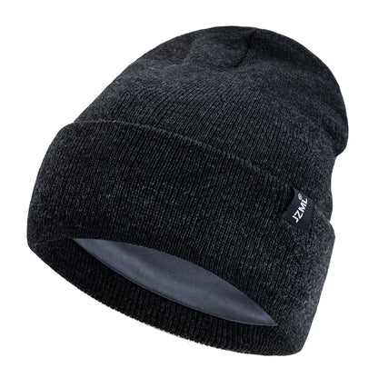 New Style JZML Letter Plush Satin Lined Anti-Static Beanie Hat Autumn&Winter Hats For Men And Women Outdoor Knitted Hats