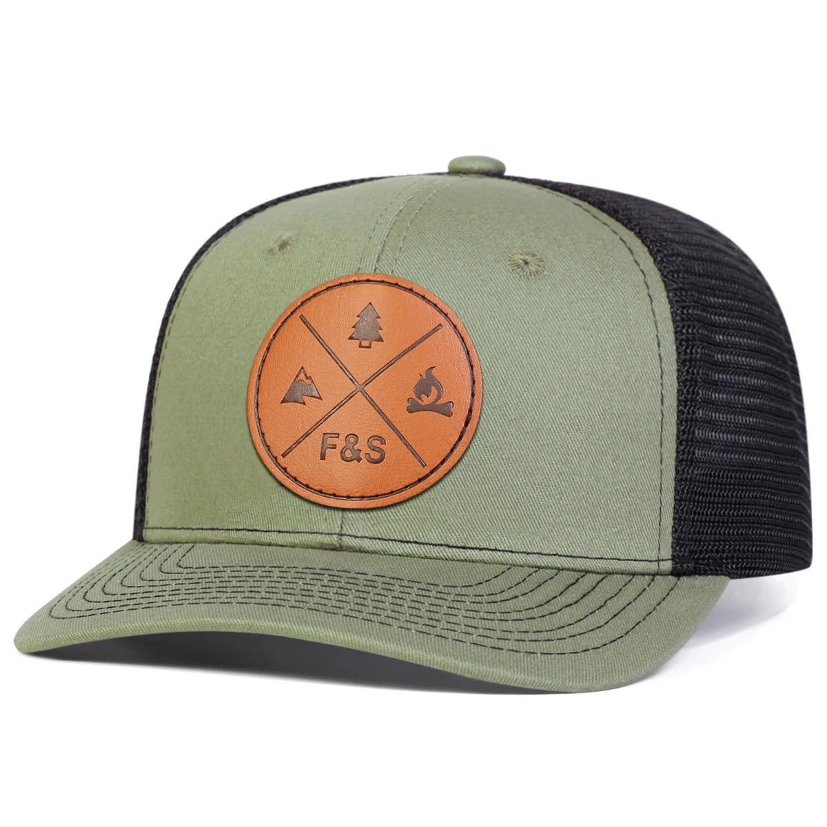 Unisex F&S Round Leather Label Baseball Net Caps Spring and Summer Outdoor Adjustable Casual Hats Sunscreen Hat
