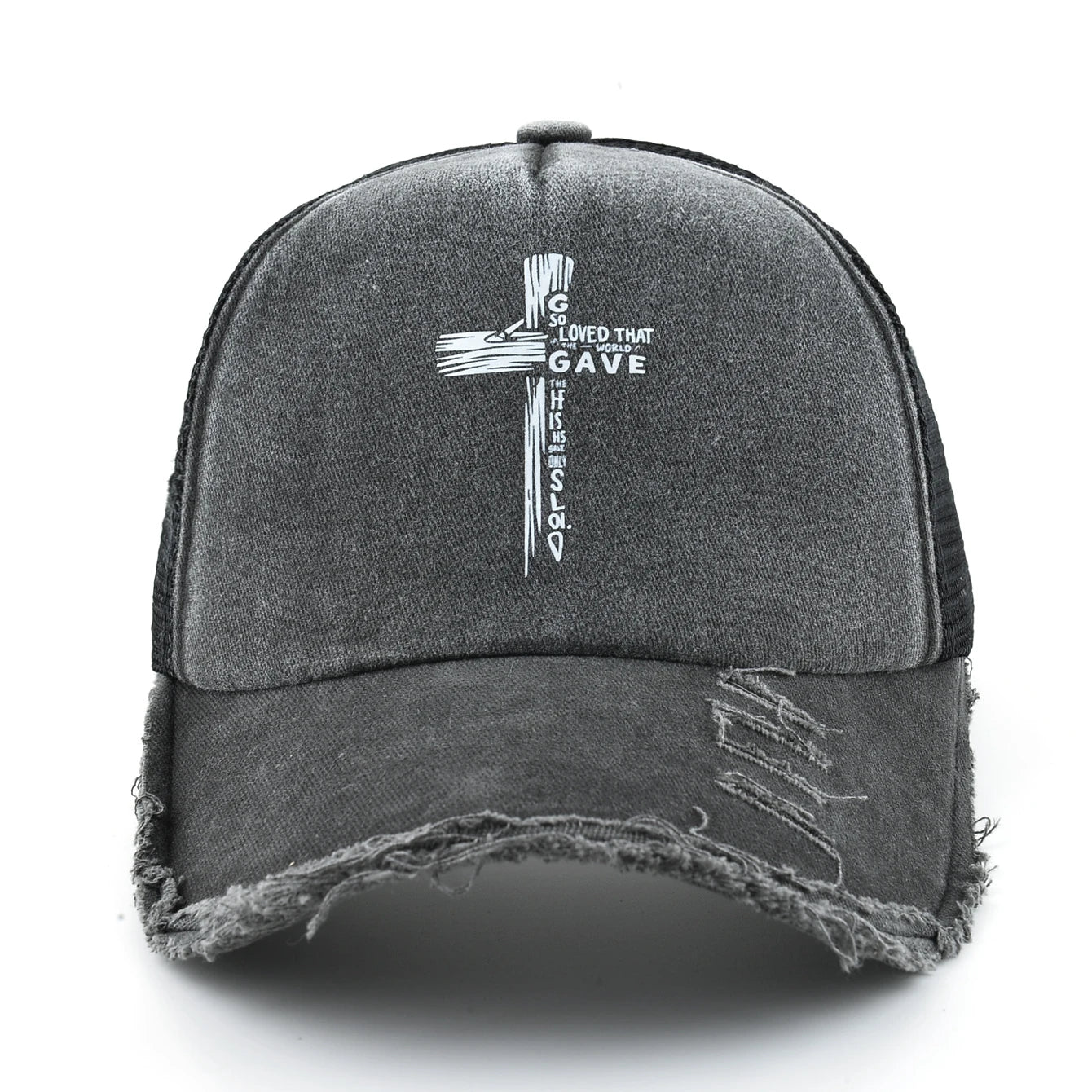 Washed Denim Pink Baseball Cap Women Printing Cross Sun Visor Cap Men Snapback Hip Hop Trucker Cap Breathable Mesh Hat