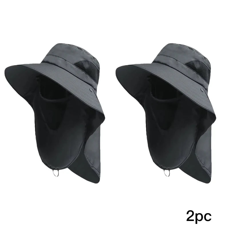 Summer Outdoor Bucket Hat with Neck Flap UV Protection Fishing Camping Sun Hat Unisex