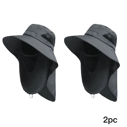 Summer Outdoor Bucket Hat with Neck Flap UV Protection Fishing Camping Sun Hat Unisex