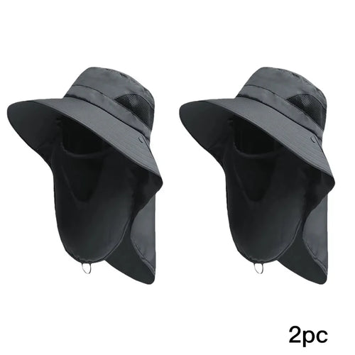 Summer Outdoor Bucket Hat with Neck Flap UV Protection Fishing Camping Sun Hat Unisex