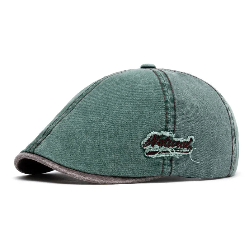 Unisex Cotton Newsboy Beret Cap – Vintage British Style Adjustable Casual Linen Flat Cap