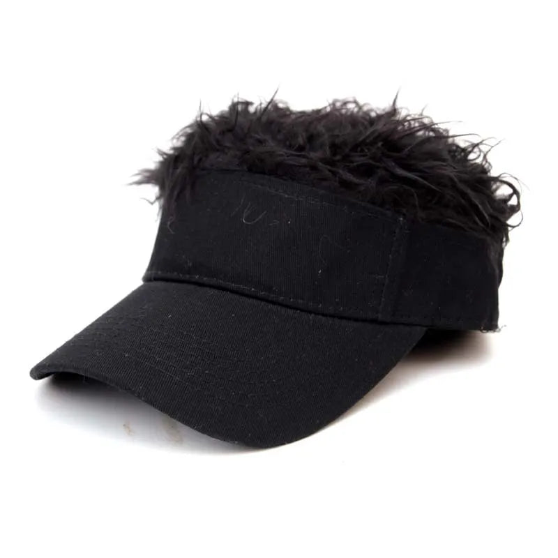 Streetwear Casual Camouflage Visor Hat Men Women Adjustable Sun Sunshade Hip Hop Baseball Cap With Spiked Hairs Wigs Casquatte