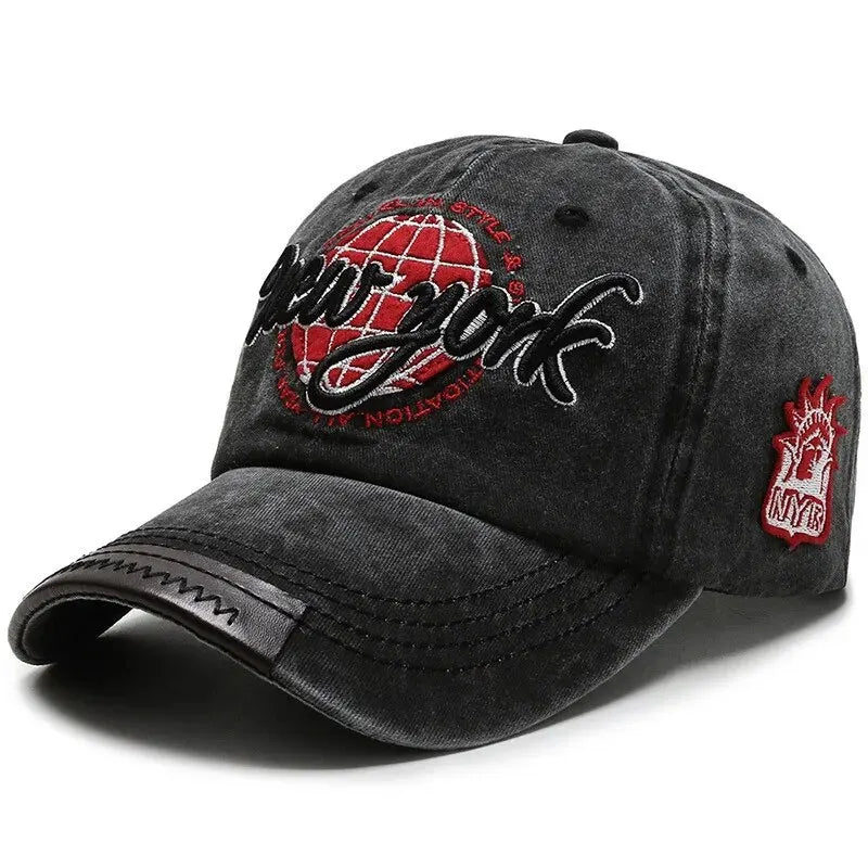 Unisex Washed Cotton Baseball Cap Distressed Korean Style Casual Outdoor Sun Hat