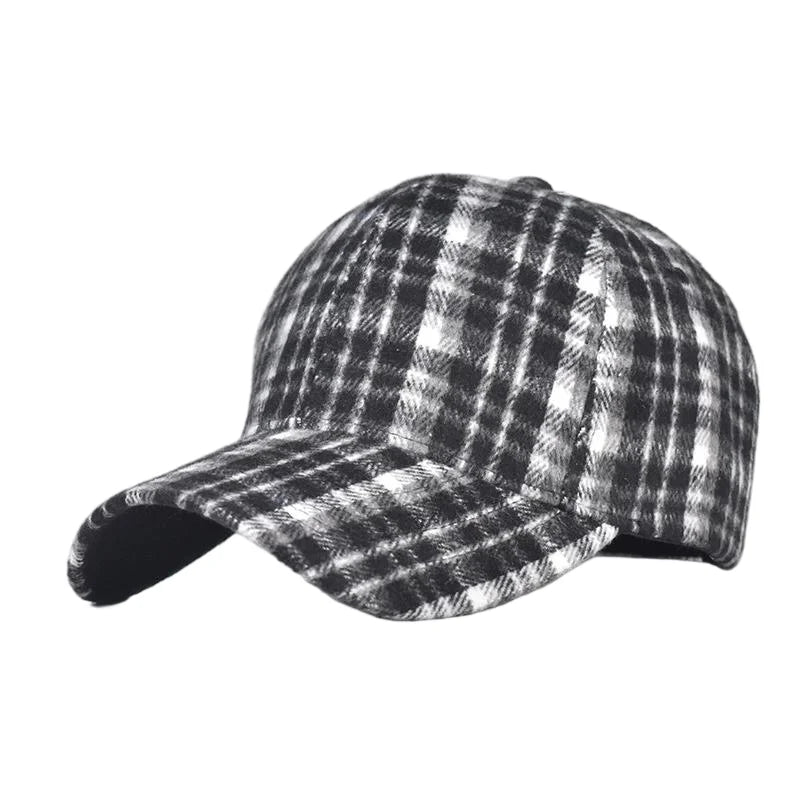 Fall Winter Hat Men's Spring Summer Outdoor Sunscreen Visor Classic Checkered Baseball Cap Hard Top Women's Cap Warm Peaked Cap