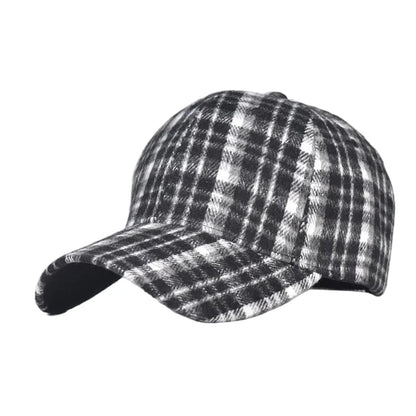 Fall Winter Hat Men's Spring Summer Outdoor Sunscreen Visor Classic Checkered Baseball Cap Hard Top Women's Cap Warm Peaked Cap