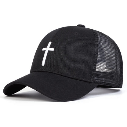 Unisex Cross Embroidery Baseball Net Caps Hip Hop Cap Spring Summer Outdoor Adjustable Casual Hats Sunscreen Hat ﻿
