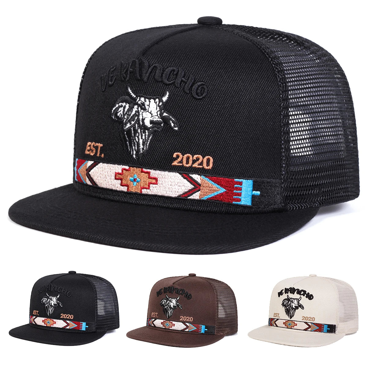 Unisex Bullhead Letter Embroidery Hip-hop Net Hats Spring Summer Outdoor Adjustable Casual Baseball Caps Sunscreen Hat