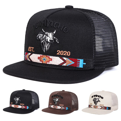 Unisex Bullhead Letter Embroidery Hip-hop Net Hats Spring Summer Outdoor Adjustable Casual Baseball Caps Sunscreen Hat