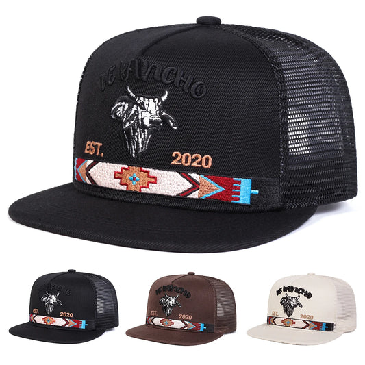 Unisex Bullhead Letter Embroidery Hip-hop Net Hats Spring Summer Outdoor Adjustable Casual Baseball Caps Sunscreen Hat