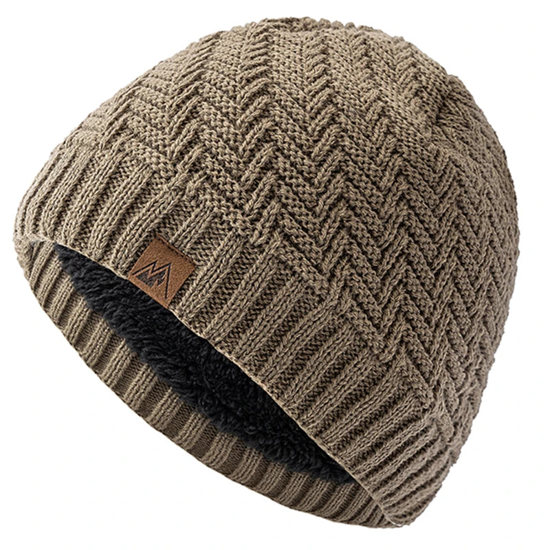 Unisex Peak Labal Winter Hats Fashion Outdoor Knitted Hats For Men And Women Beanie Cap Plush Fur Lined Warm Sports Hats