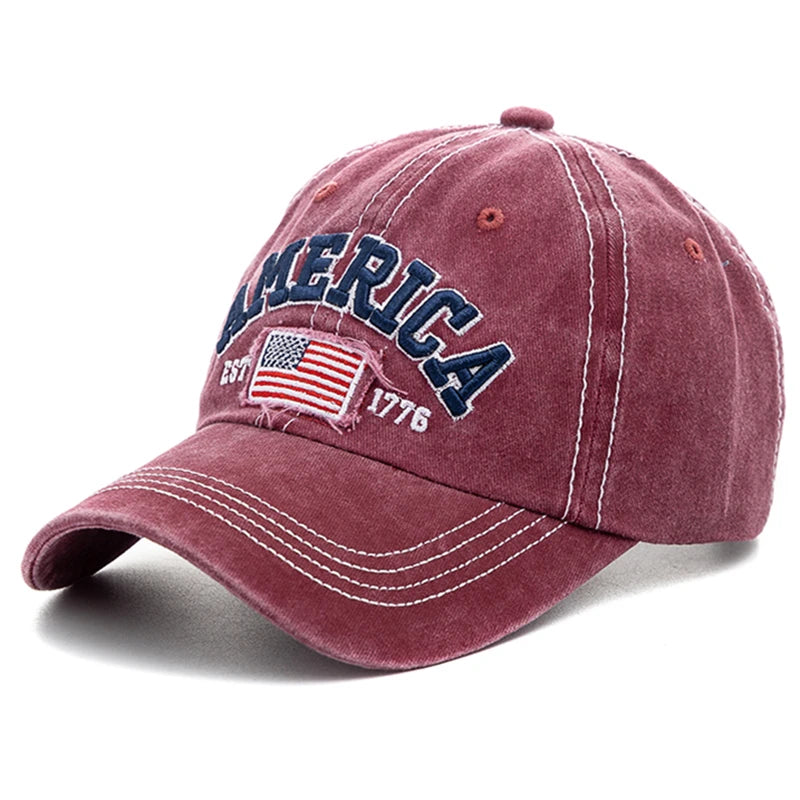 New Unisex Cap AMERICA Letter Embroidery Vintage Baseball Cap Men Women Casual Outdoor Streetwear Sports Hat