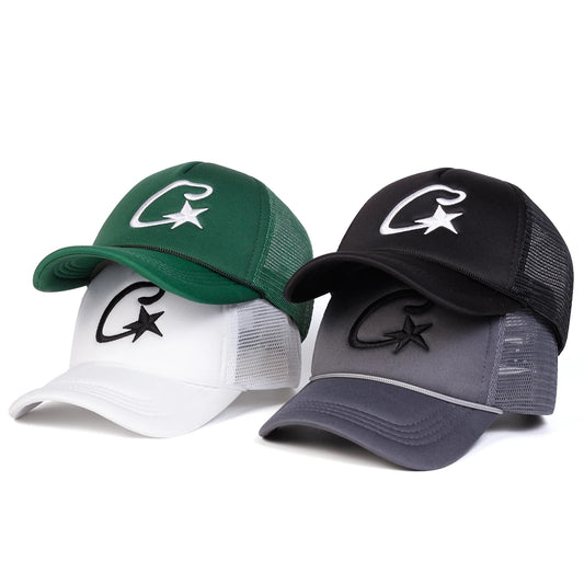 Unisex C Letter Pentagram Embroidery Baseball Net Caps Spring and Summer Outdoor Adjustable Casual Hats Sunscreen Hat