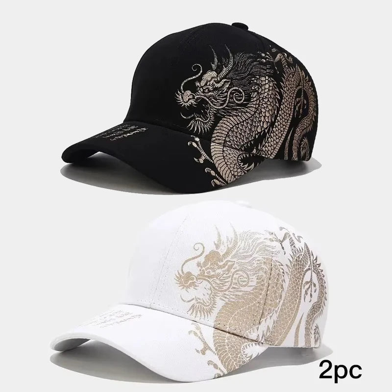 Unisex Chinese Dragon Embroidered Baseball Cap Hip Hop Street Skate Hat