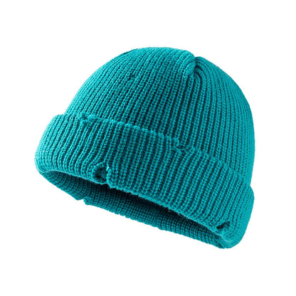 Fall Winter Knitted Hats Beanies Skullies for Men Women Bright Solid Color  Sport Hip-hop Hats Personality Beanies With Cut Hole
